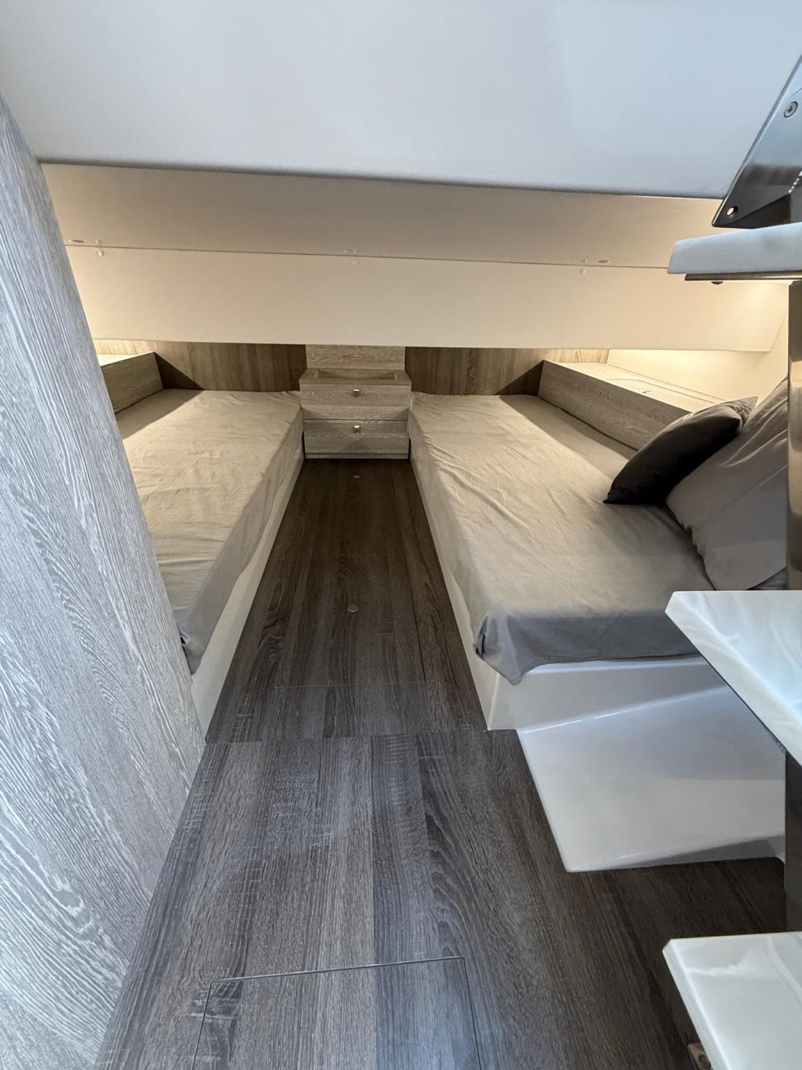Twin aft berths in the Kumbra 34