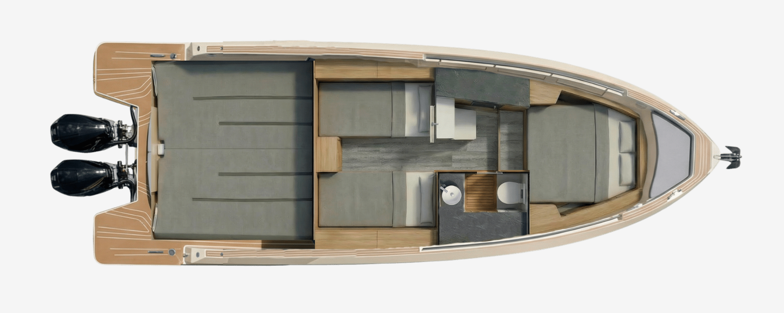 Top view of the Kumbra 34 interior arrangement