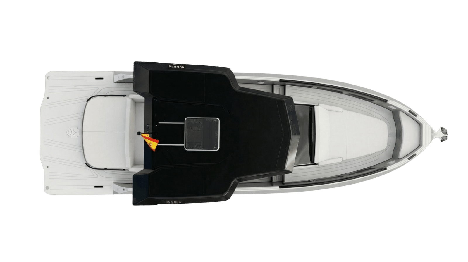 Top view of the Kumbra 36 deck and hardtop