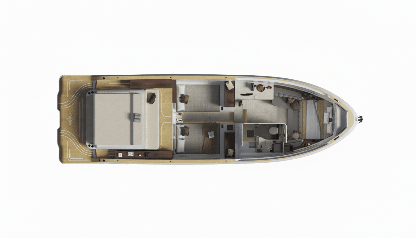 Top view of the Kumbra 43 interior arrangement